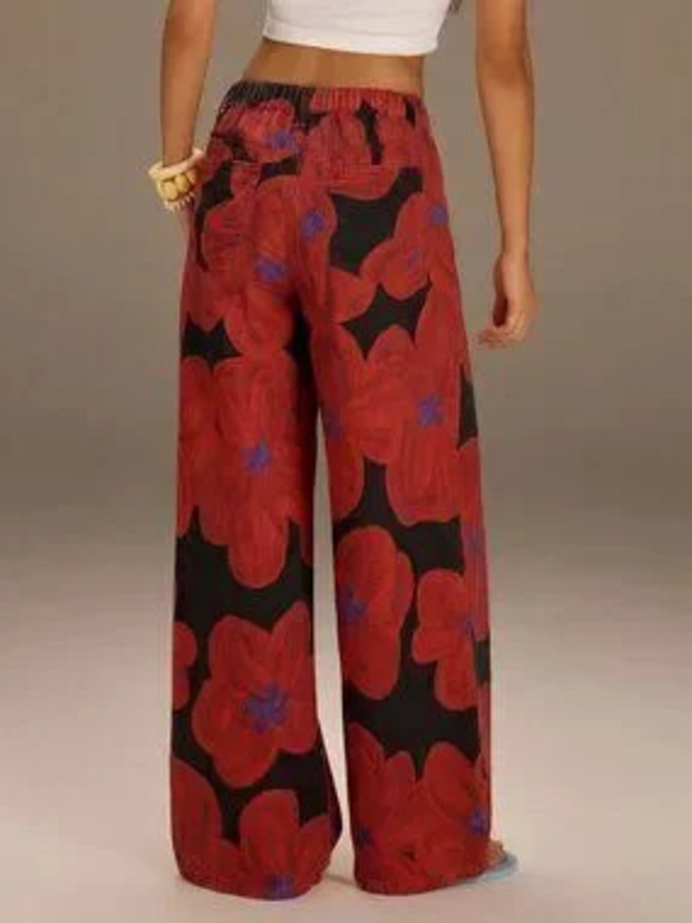 Black Casual Women's Denim Floral Streetwear Jeans